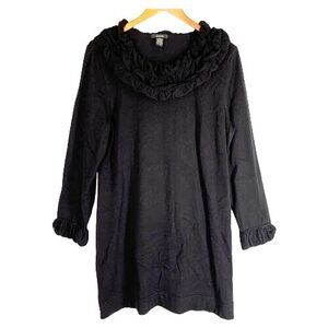 Alfani L Knit Tunic Top Mini Dress Ruffled Cowl Neck Date Night Fall Winter